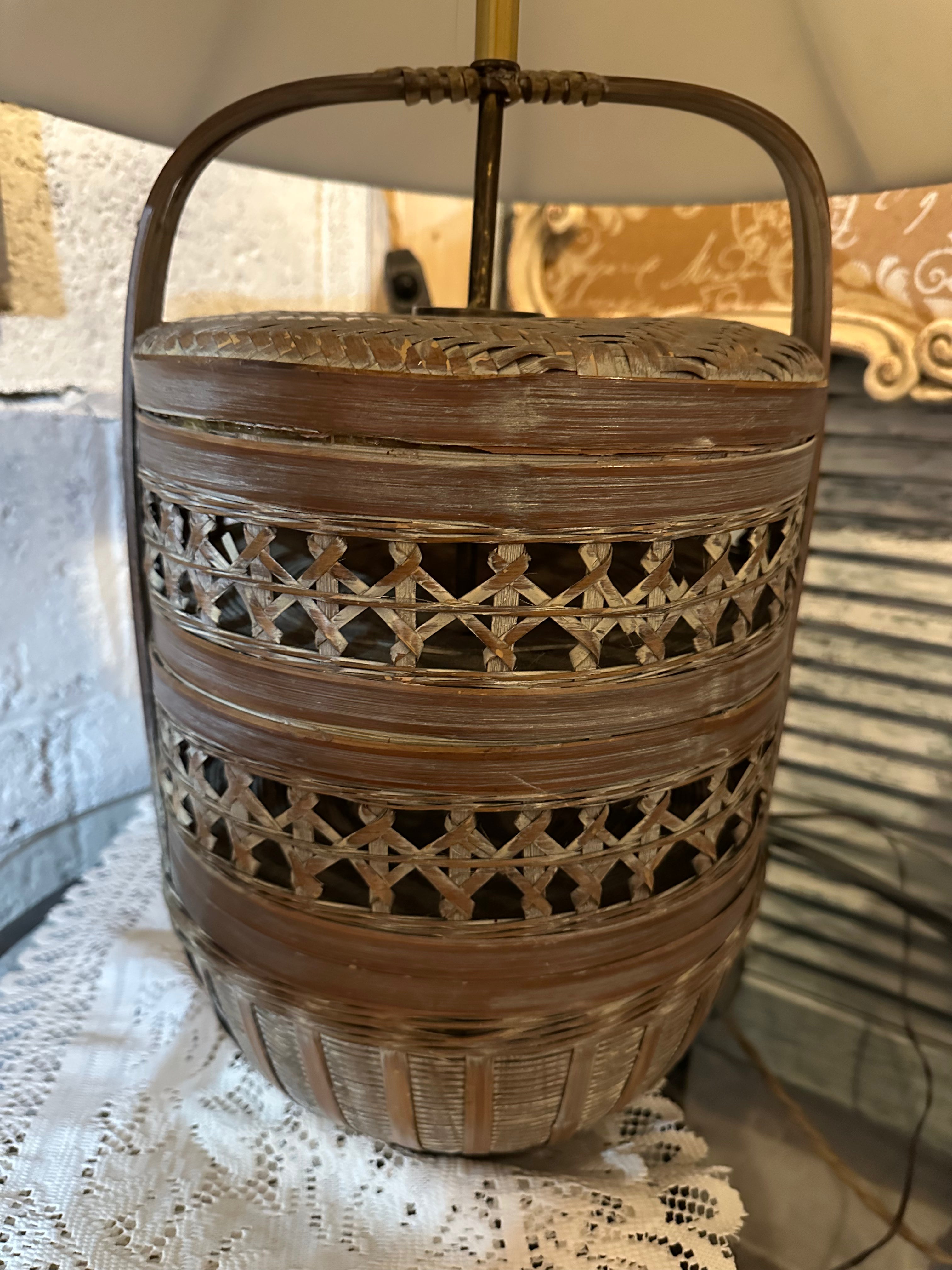 Rice bowl basket lamp