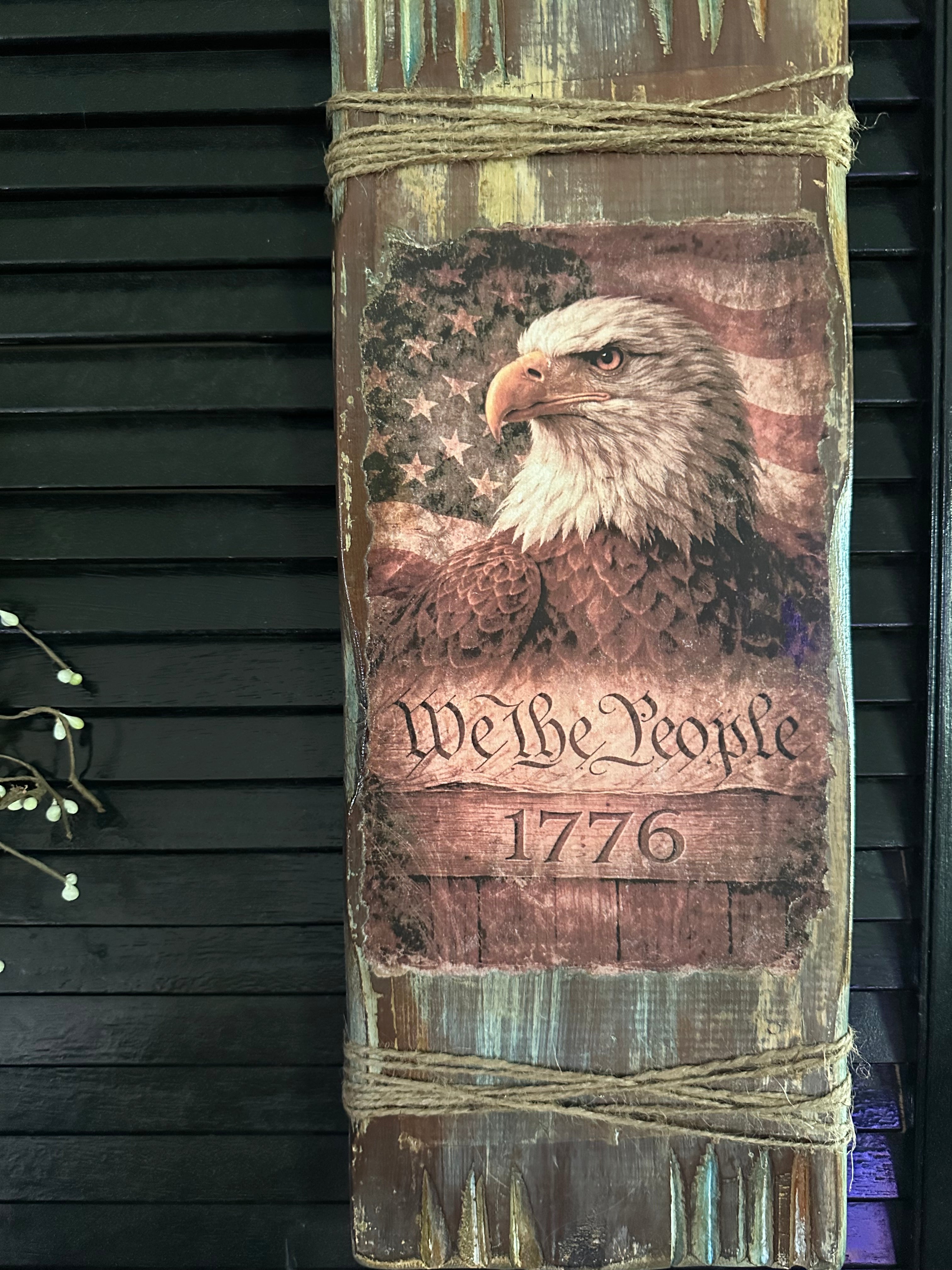 Barn wood Eagle print